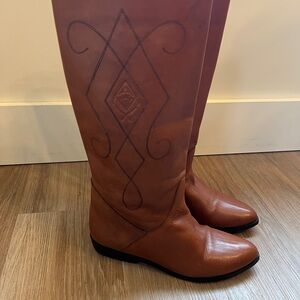 Via Milano Vintage 80s Brown Leather Equestrian Riding Boots 8.5D